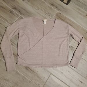 Enough About Me... Mock Wrap Sweater Blush Pink Medium Balletcore Feminine